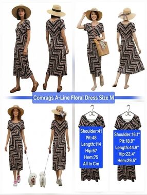 Comrags A-Line Floral Dress Size M